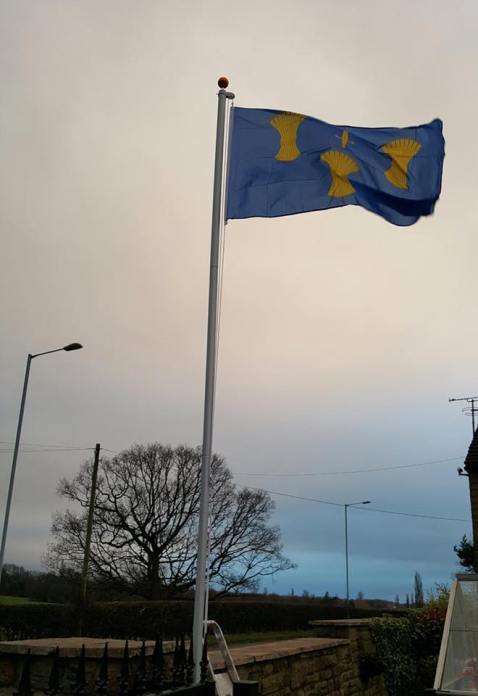 The Cheshire flag flying in Stockport, located by Brady Ells.