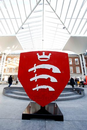 Students use 44,000 LEGO pieces to create giant crest