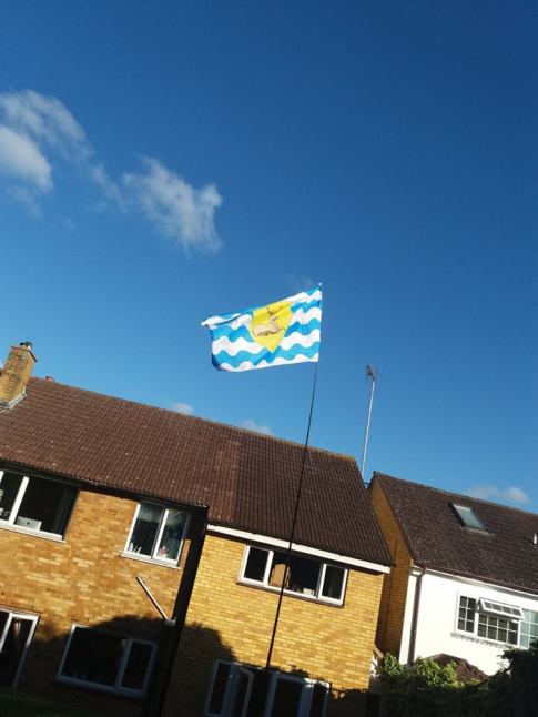 The flag of Hertfordshire flying in HItchin, from Christian Clark