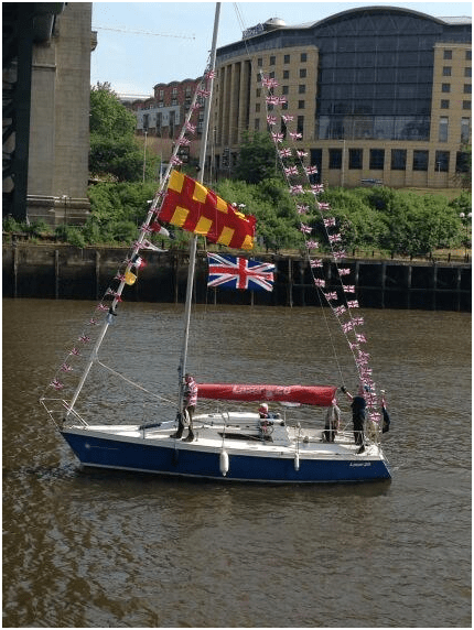 A Northumberland flag on the River Tyne.