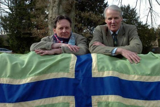 Jeremy Bentall, designer left, with Jonathon Carr, former High Sherrif of the county, who established the competition to secure a flag for the county.