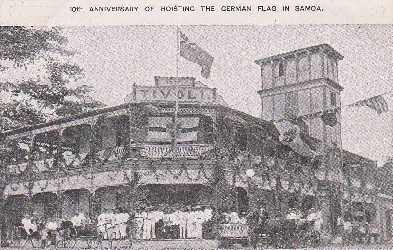 The flag of East Anglia at the celebrations of the 10th anniversary of the occupation of Samoa by the German Empire.