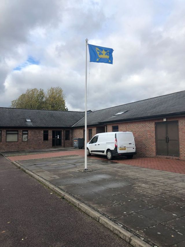 B-Company Suffolk Army Cadets proudly flying the SUFFOLK flag at their cadet training centre in Norfolk.2