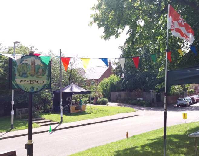 Leicestershire flag flying over a county event in Wymeswol
