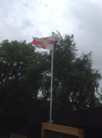 West Riding flag flying in a domestic setting